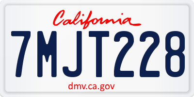CA license plate 7MJT228