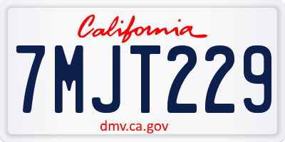 CA license plate 7MJT229