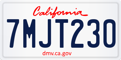 CA license plate 7MJT230