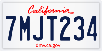 CA license plate 7MJT234