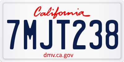CA license plate 7MJT238