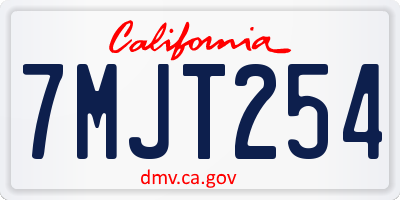 CA license plate 7MJT254