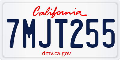 CA license plate 7MJT255