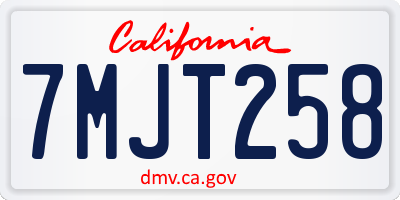 CA license plate 7MJT258