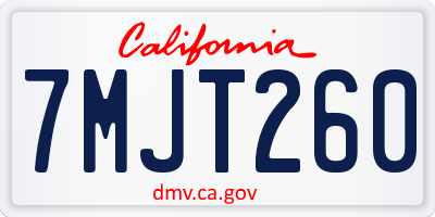 CA license plate 7MJT260
