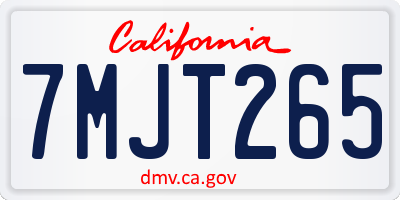 CA license plate 7MJT265