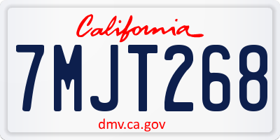 CA license plate 7MJT268