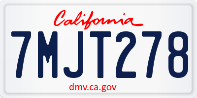 CA license plate 7MJT278