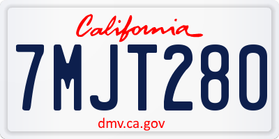 CA license plate 7MJT280