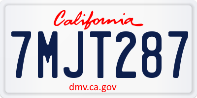 CA license plate 7MJT287