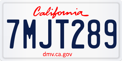 CA license plate 7MJT289