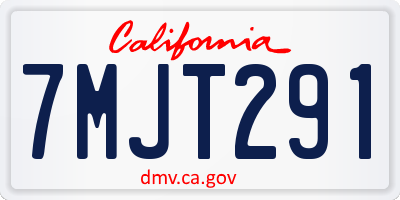 CA license plate 7MJT291