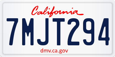 CA license plate 7MJT294