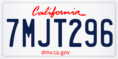 CA license plate 7MJT296