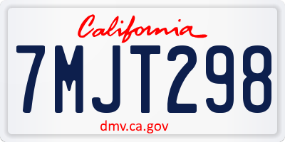 CA license plate 7MJT298