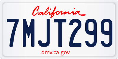 CA license plate 7MJT299