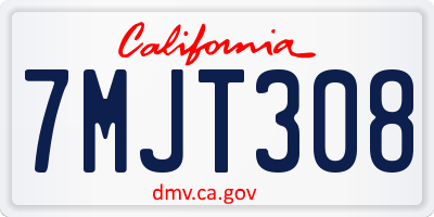 CA license plate 7MJT308