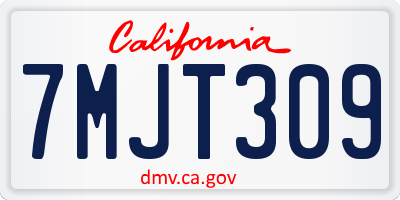 CA license plate 7MJT309