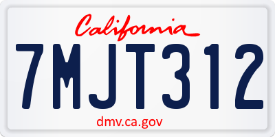 CA license plate 7MJT312