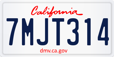 CA license plate 7MJT314