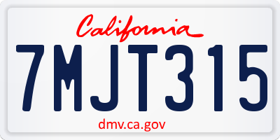 CA license plate 7MJT315