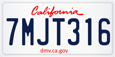 CA license plate 7MJT316