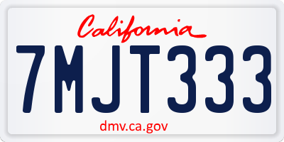 CA license plate 7MJT333