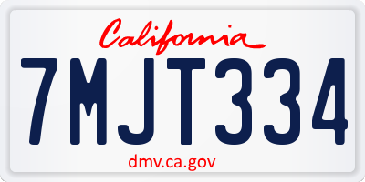 CA license plate 7MJT334