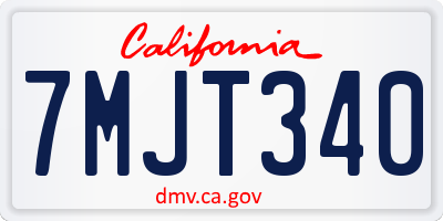CA license plate 7MJT340