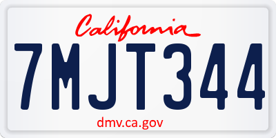 CA license plate 7MJT344