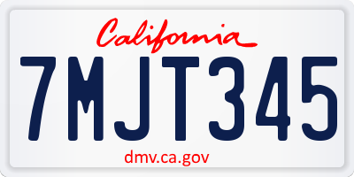 CA license plate 7MJT345