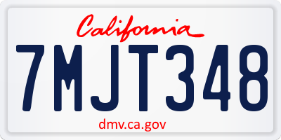 CA license plate 7MJT348