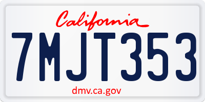 CA license plate 7MJT353