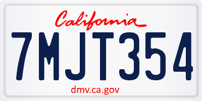 CA license plate 7MJT354
