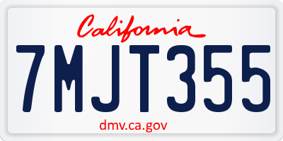 CA license plate 7MJT355