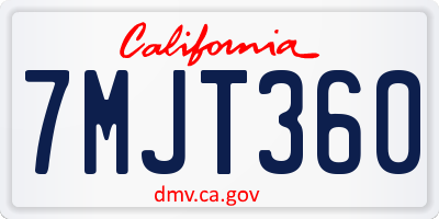 CA license plate 7MJT360