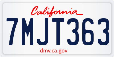 CA license plate 7MJT363