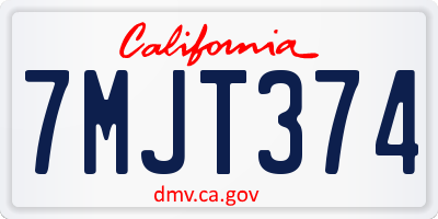 CA license plate 7MJT374