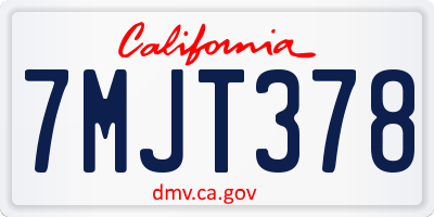 CA license plate 7MJT378