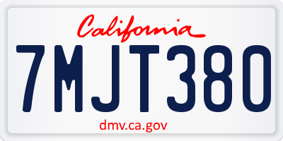 CA license plate 7MJT380