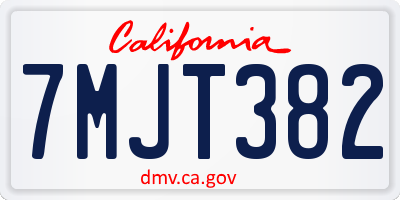 CA license plate 7MJT382