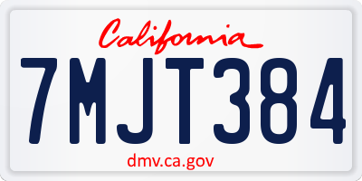 CA license plate 7MJT384