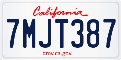 CA license plate 7MJT387