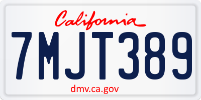 CA license plate 7MJT389