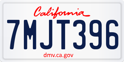 CA license plate 7MJT396