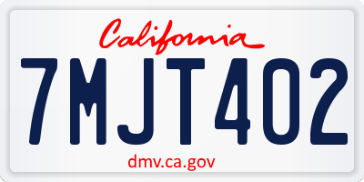CA license plate 7MJT402