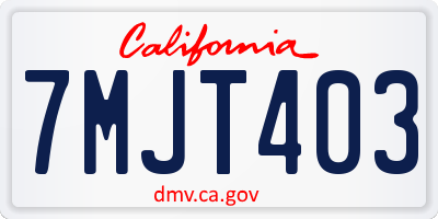 CA license plate 7MJT403