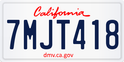 CA license plate 7MJT418