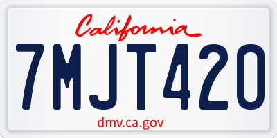 CA license plate 7MJT420
