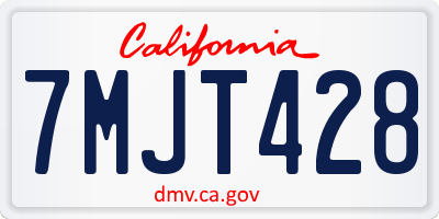 CA license plate 7MJT428